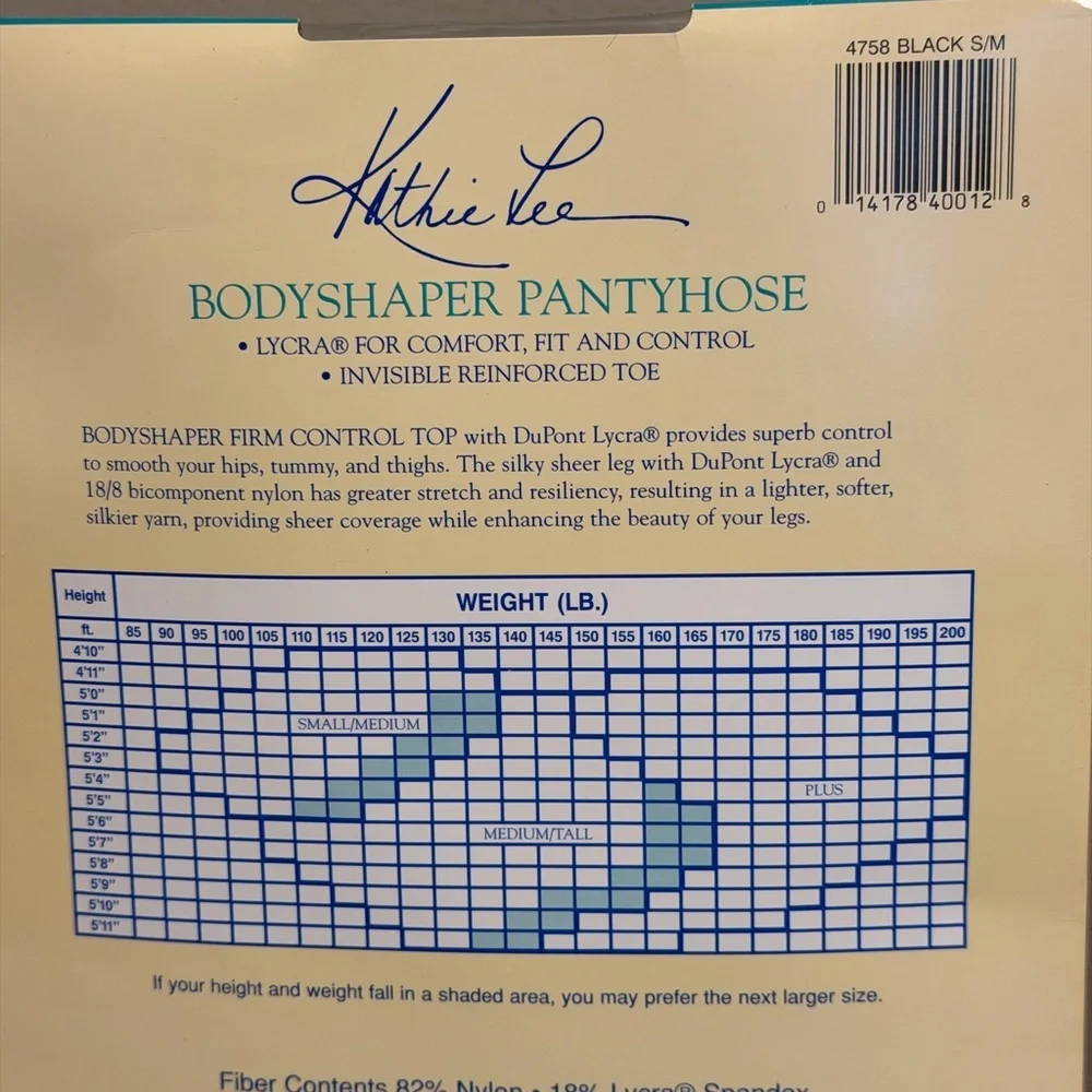 Kathie Lee Collection Silky Sheer Black Pantyhose